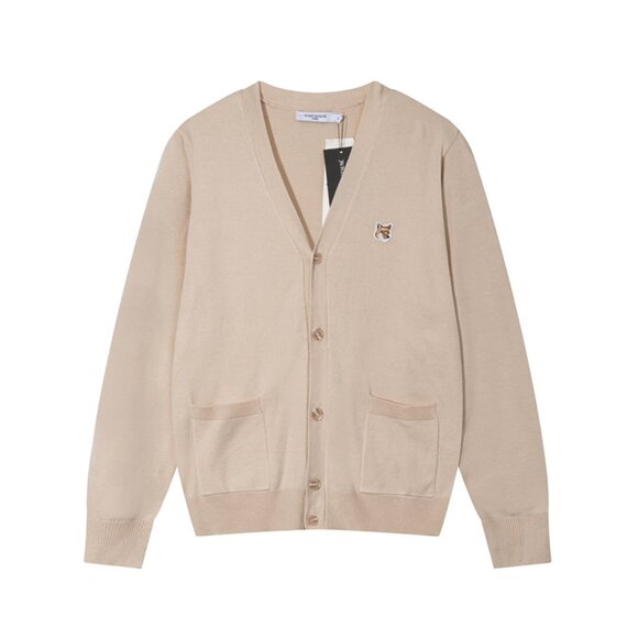 Maison Kitsunev Collar Cardigan Coat Sweater Tan - Picture 1 of 3